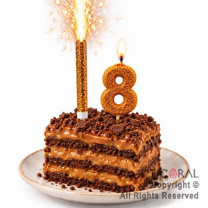SET BENGALA Y VELA NUMERAL NUMERO 8 CON GIBRE ORO